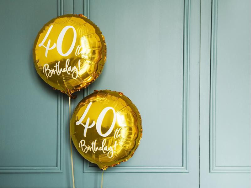 Partydeco Folienballon 40th Birthday Gold/Weiss