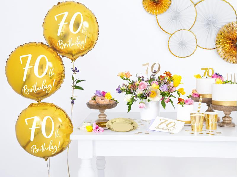 Partydeco Folienballon 70th Birthday Gold/Weiss