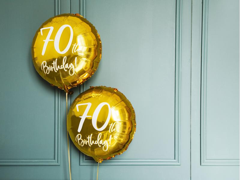 Partydeco Folienballon 70th Birthday Gold/Weiss