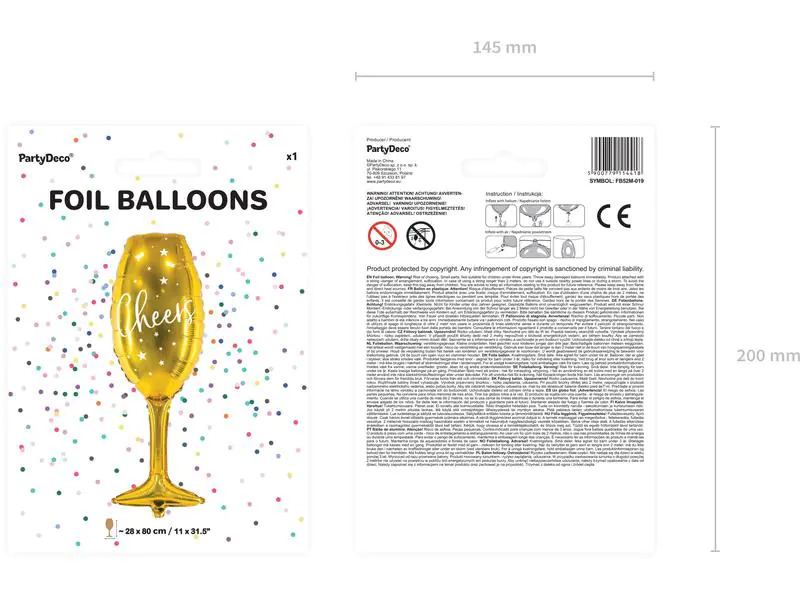 Partydeco Folienballon Glass Gold