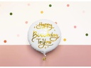Partydeco Folienballon Happy Birthday Gold/Weiss