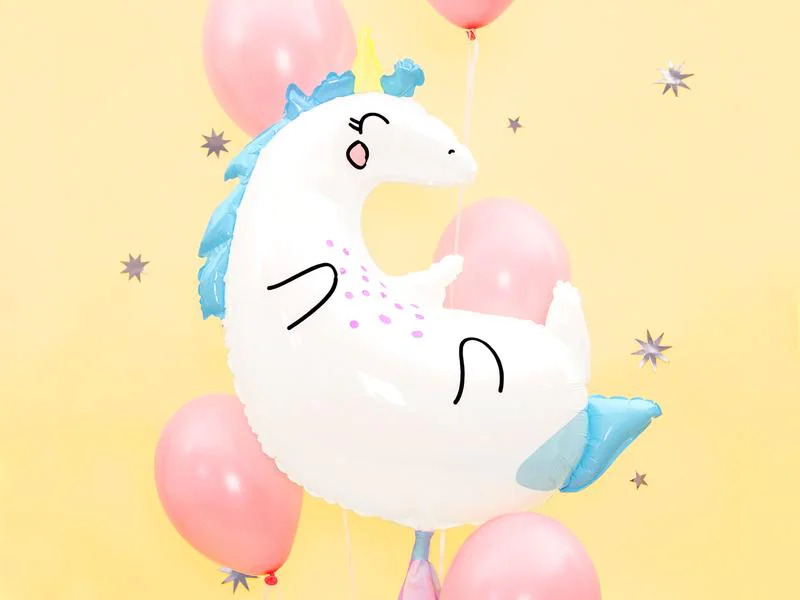 Partydeco Folienballon Unicorn Blau/Weiss