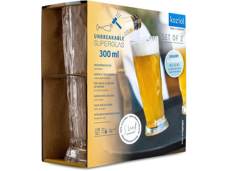 Koziol Bierglas Superglas Club No. 10, 300 ml, 2 Stück,