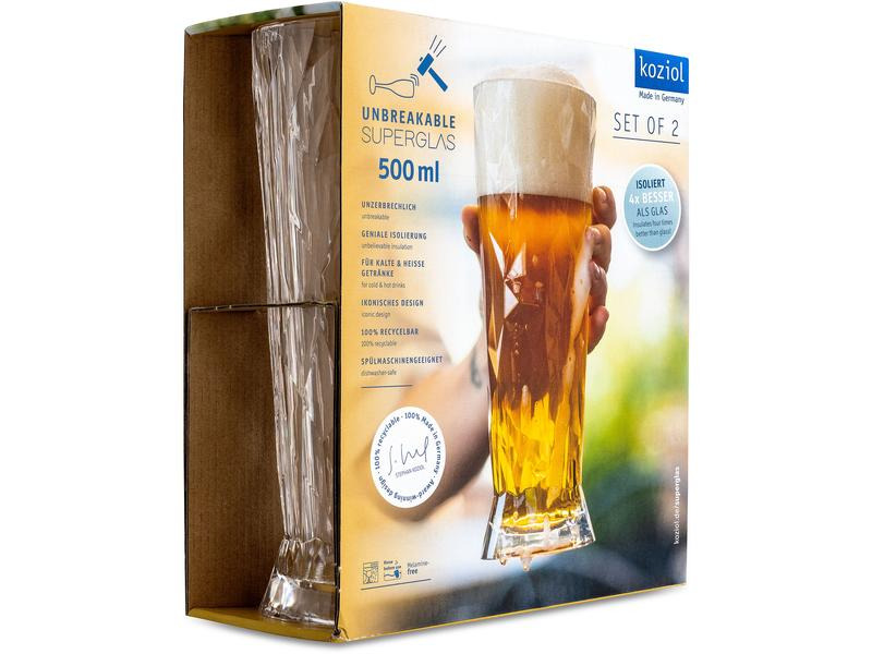 Koziol Bierglas Superglas Club No. 11, 500 ml, 2 Stück,