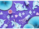 Partydeco Girlande Narwal 1 m, Blau/Rosa/Violett