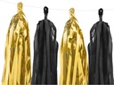 Partydeco Girlande Quasten 1.5 m, Gold/Schwarz