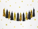 Partydeco Girlande Quasten 1.5 m, Gold/Schwarz