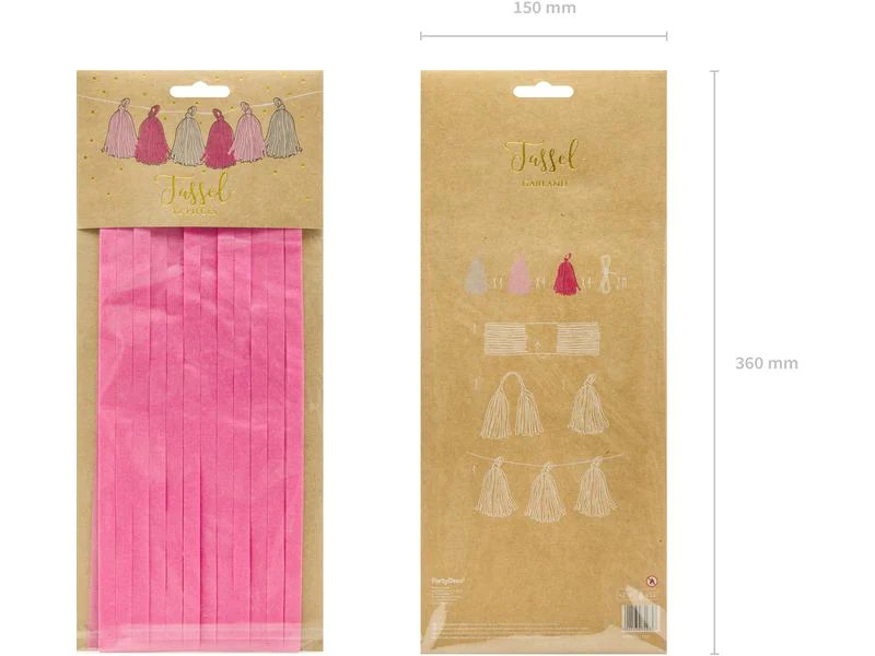 Partydeco Girlande Quasten 1.5 m, Rosa