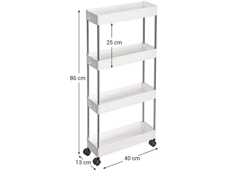Songmics Nischenregal auf Rollen aus , Weiss
