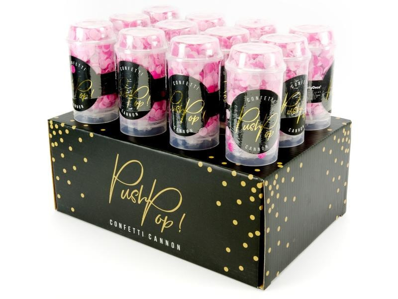 Partydeco Konfettikanone Push-Pop Ø  8 mm, 1 Stück, Pink