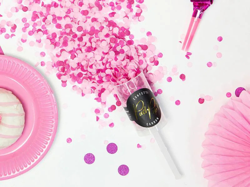 Partydeco Konfettikanone Push-Pop Ø  8 mm, 1 Stück, Pink