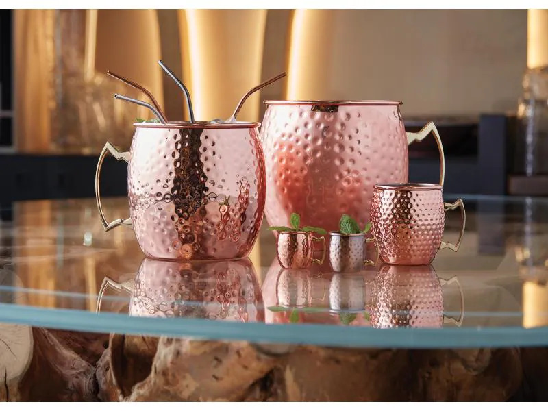 Paderno Cocktailbecher Moscow Mule Mini 60 ml, 4 Stück, Messing