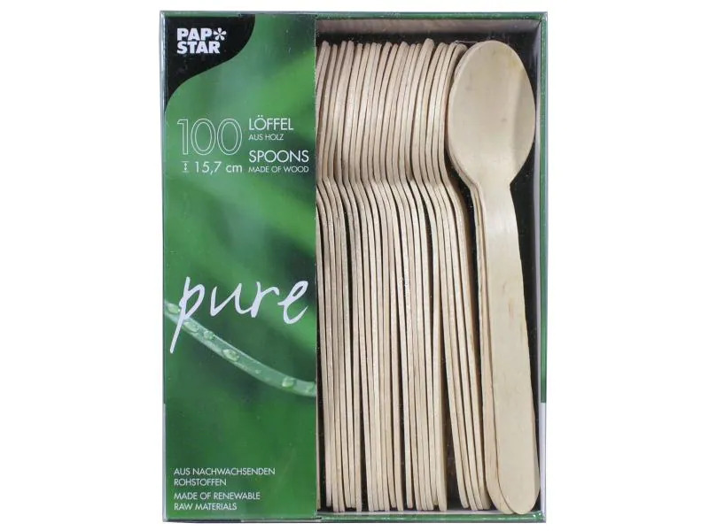 Papstar Löffel Pure Holz 100 Stück Braun