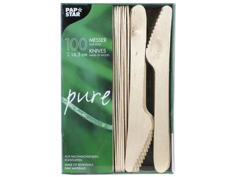 Papstar Messer Pure Holz 100 Stück Braun
