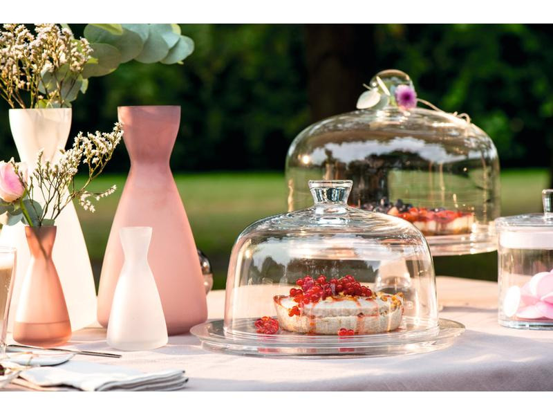 Leonardo Servierplatte Cupola Glashaube mit Knopf, 25 cm, Transparent