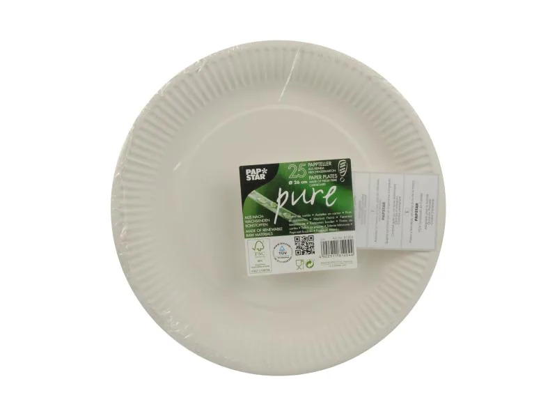 Papstar Teller Pure 26 cm, 25 Stück, Weiss
