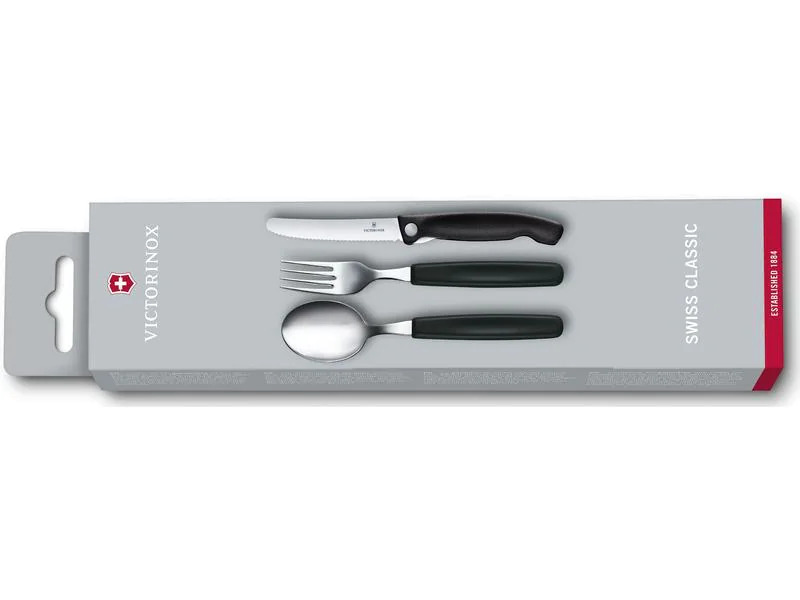 Victorinox Besteck-Set Swiss Classic 3-teilig, Schwarz/Silber