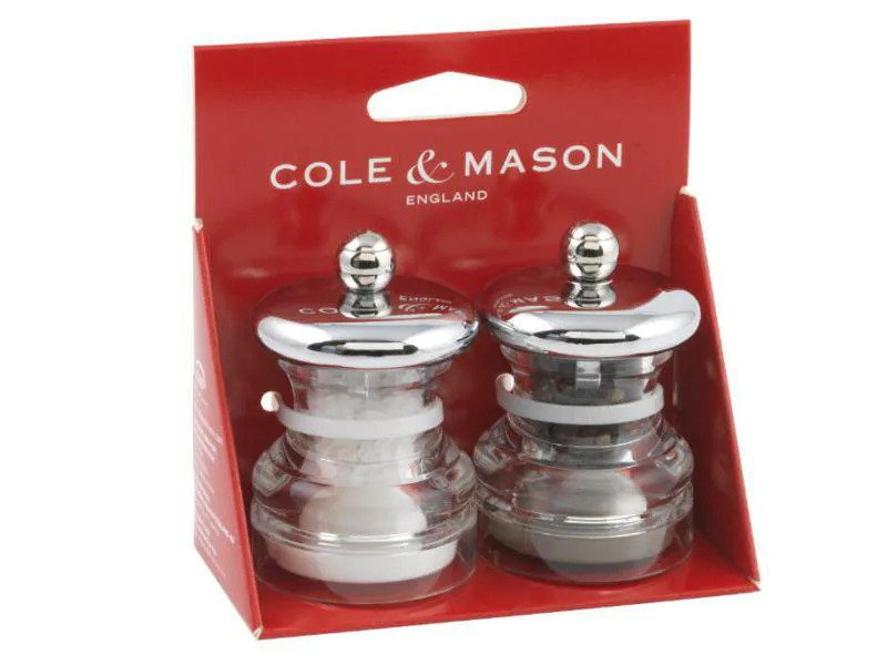 Cole&amp;Mason Salz- und Pfeffermühle PO3 10 cm, Silber/Transparent