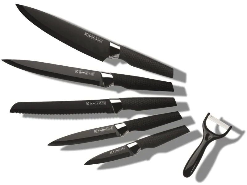 Kadastar Messer-Set Premium Black 6-teilig, Schwarz/Silber