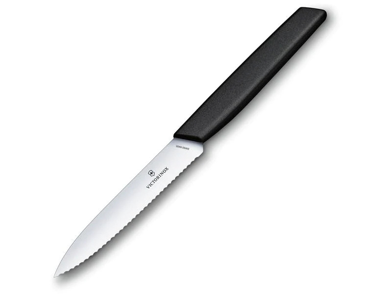 Victorinox Gemüsemesser Swiss Modern mit Wellenschliff Schwarz