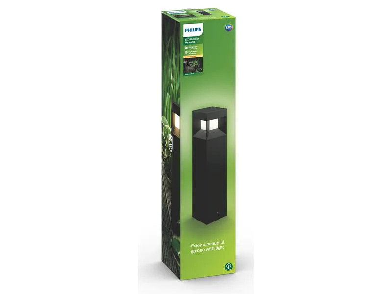 Philips Sockelleuchte Parterre, 800 lm, 2700 K, 40 cm, Schwarz