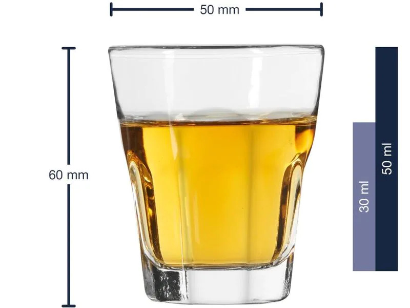 Leonardo Schnapsglas Stamper, Rock 50 ml, 6 Stück, Transparent 