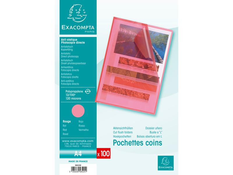 Exacompta Sichthülle A4, 100 Stück, Rot