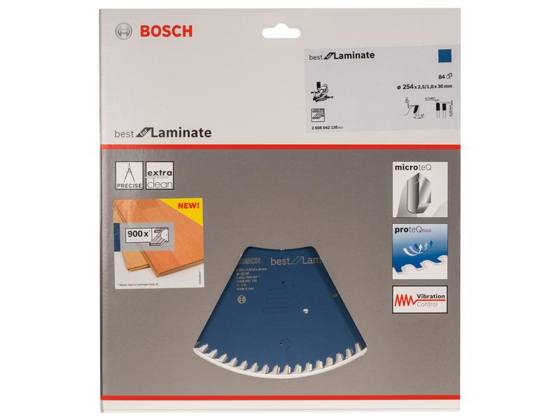Bosch Professional Kreissägeblatt Best Laminate, 25.4 cm x 3 cm x 0.25 cm, 84