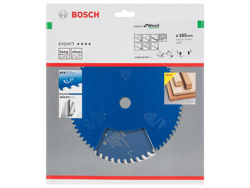 Bosch Professional Kreissägeblatt Expert for Wood, 16.5 cm x 2 cm x 0.26 cm, 48