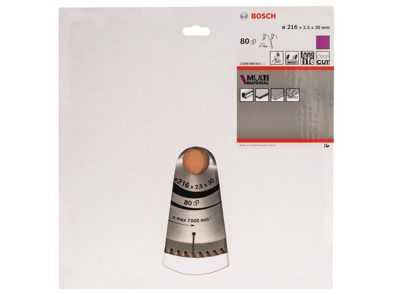 Bosch Professional Kreissägeblatt Multi Material, 21.6 cm x 3 cm x 0.25 cm, 80