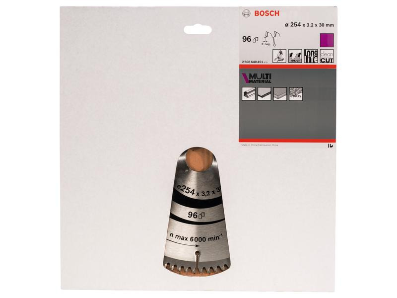 Bosch Professional Kreissägeblatt Multi Material, 25.4 cm x 3 cm x 0.32 cm, 96
