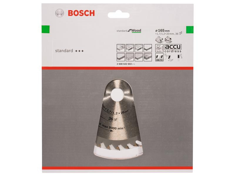Bosch Professional Kreissägeblatt Optiline Wood, 16.5 cm x 2 cm x 0.17 cm, 36