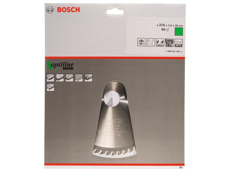 Bosch Professional Kreissägeblatt Optiline Wood, 21 cm x 3 cm x 0.28 cm, 60