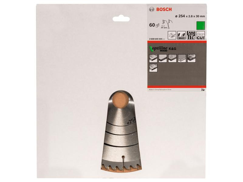 Bosch Professional Kreissägeblatt Optiline Wood, 25.4 cm x 3 cm x 0.28 cm, 60