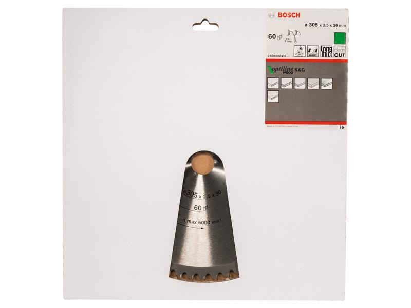 Bosch Professional Kreissägeblatt Optiline Wood, 30.5 cm x 3 cm x 0.25 cm, 60