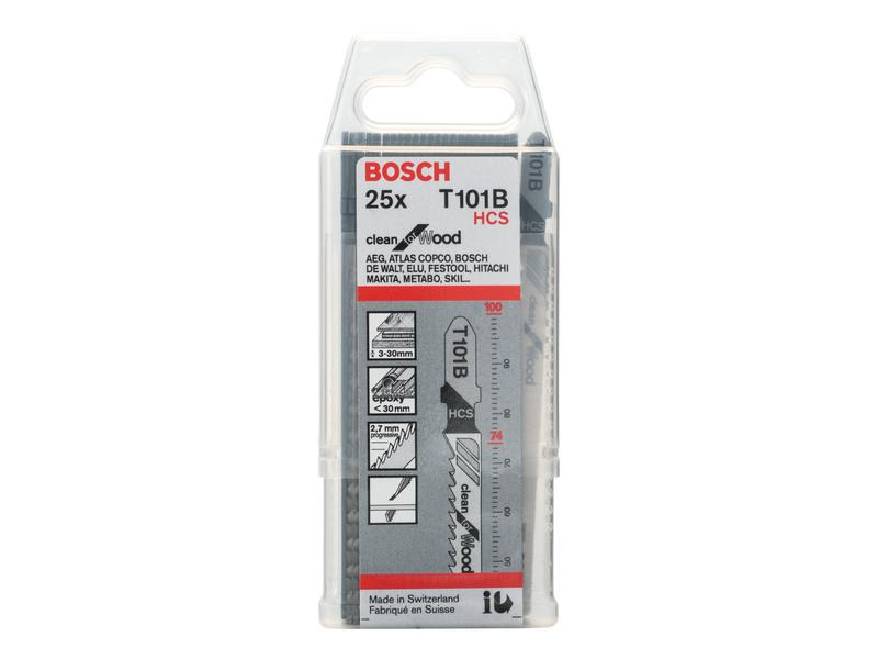 Bosch Professional Stichsägeblätter-Set T 101 B Clean for Wood, 25-teilig