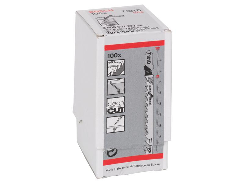 Bosch Professional Stichsägeblätter-Set T 101 D Clean for Wood, 100-teilig