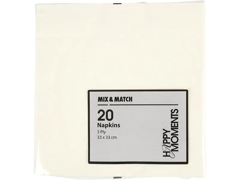 Creativ Company Papierservietten 33 cm x 33 cm, 20 Stück, Crème