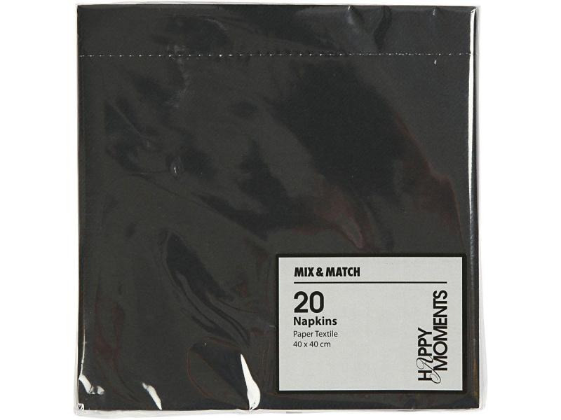 Creativ Company Papierservietten 40 cm x 40 cm, 20 Stück, Schwarz