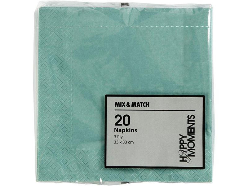 Creativ Company Papierservietten Türkis 33 cm x 33 cm, 20 Stück, Türkis