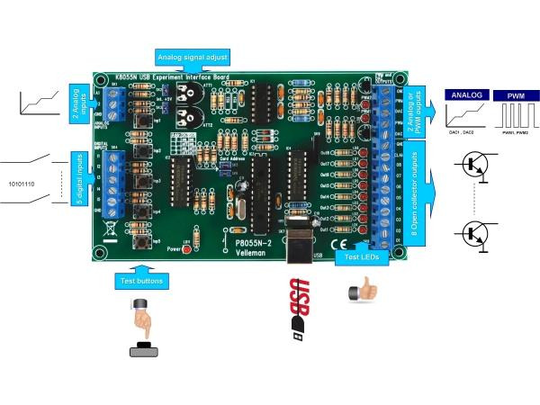 Whadda Bausatz WSI8055N USB Experiment Interface Board