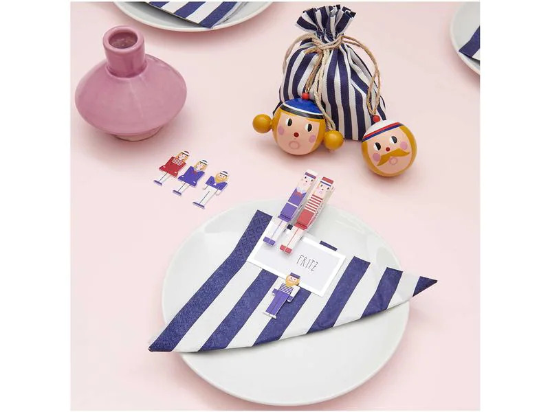 Rico Design Papierservietten Gestreift 33 x 33 cm, 20 Stück, Blau/Weiss