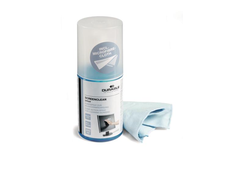 DURABLE Reinigungsspray und Tuch Screenclean 200 ml