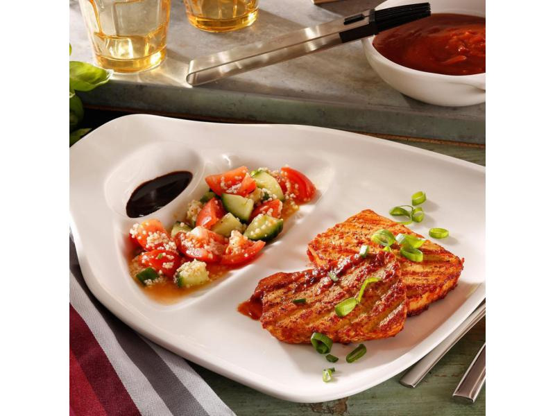 Villeroy &amp; Boch Speiseteller BBQ Passion Steak 1 Paar, Weiss