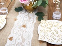 Partydeco Tischläufer Jute mit Spitze 28 x 275 cm, 1 Stk, Braun/Weiss
