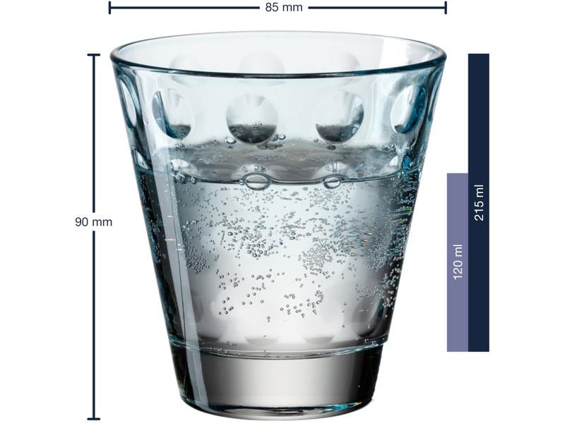 Leonardo Trinkglas Optic Pastell 215 ml, 6 Stück, Blau