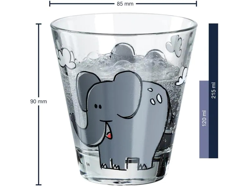 Leonardo Trinkglas für Kinder Bambini Elefant 215 ml, 6 Stück