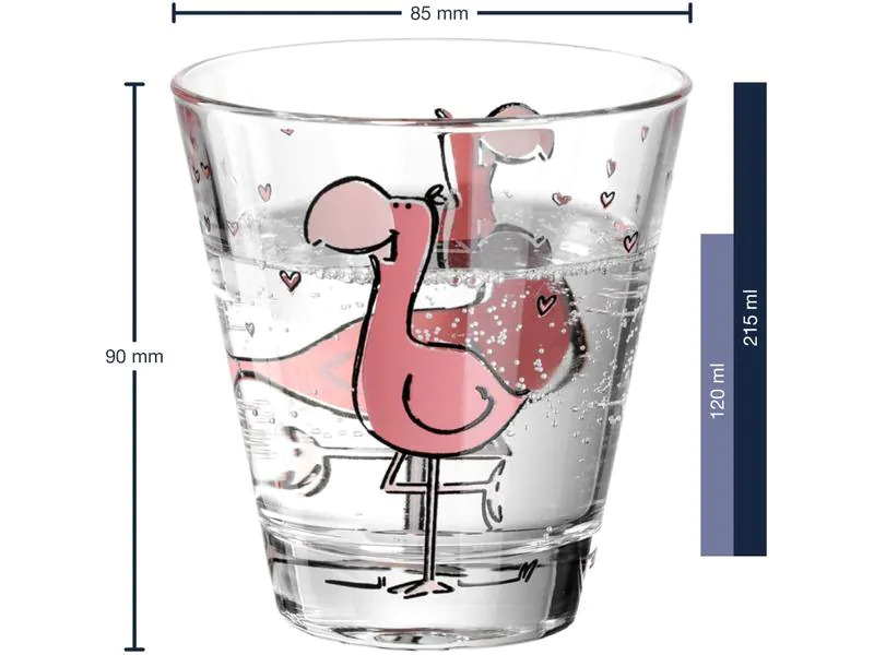 Leonardo Trinkglas für Kinder Bambini Flamingo 215 ml, 6 Stück
