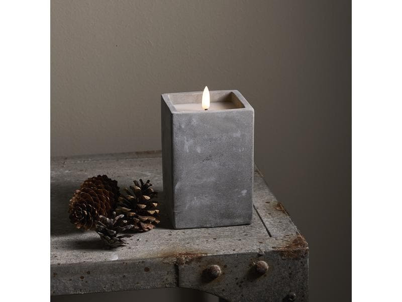 Star Trading LED-Kerze Flamme Cem, Ø 9 cm x 145 mm, Grau