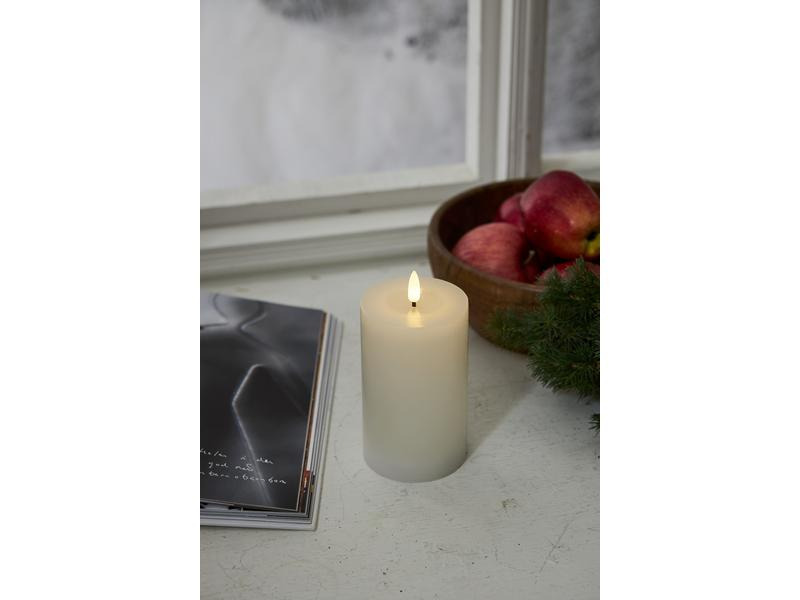 Star Trading LED-Kerze Flamme Flow, Ø 7.5 cm x 150 mm, Weiss
